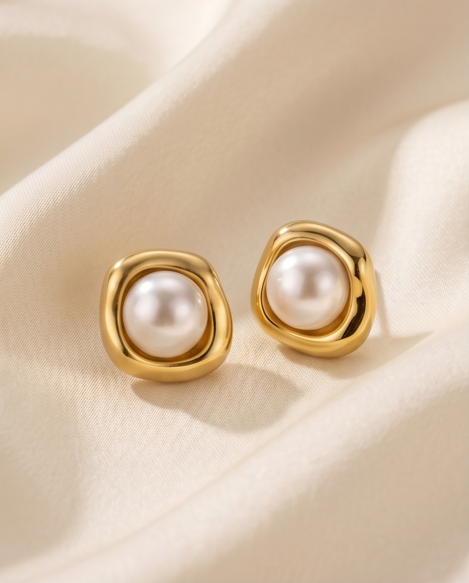 Golden Pearl Earrings