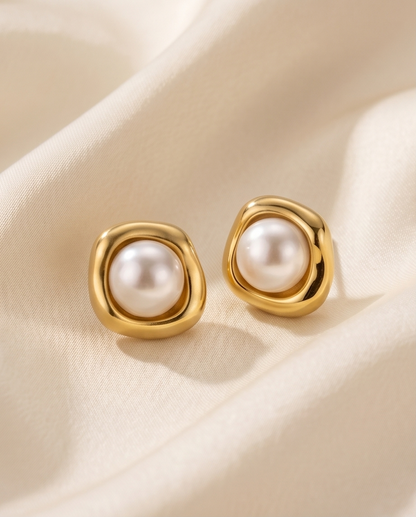 Golden Pearl Earrings