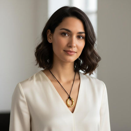 Irregular Pendant with Wax Cord Necklace