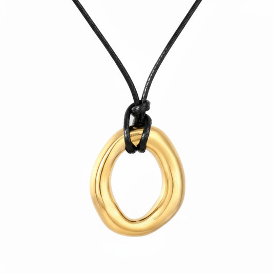 Irregular Pendant with Wax Cord Necklace