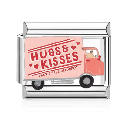 Silver Hugs & Kisses Italian Charm Bracelet