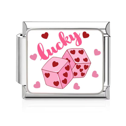 Gold Lucky Dice Italian Charm Bracelet