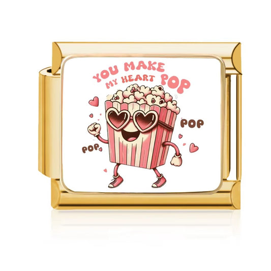 Silver You Make My Heart Pop Italian Charm Bracelet