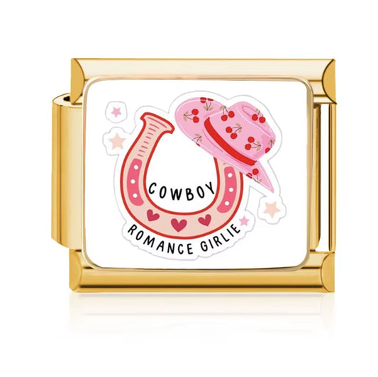 Gold Cowboy Romance Italian Charm Bracelet