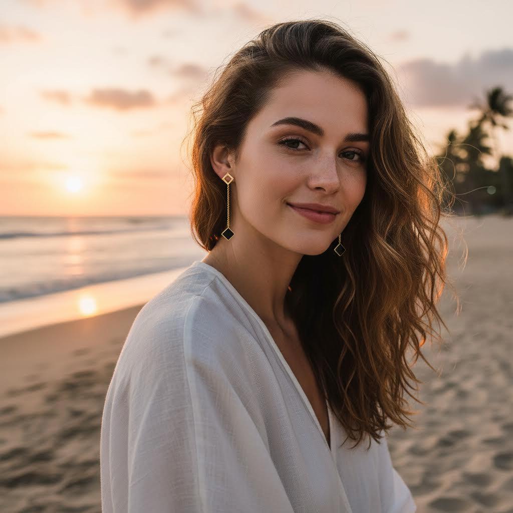 Drop Square Dangle Earrings