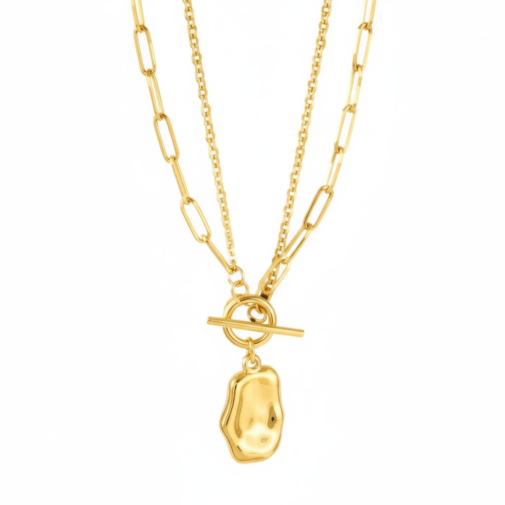 Long Pendant & Matching Double Chain Necklace