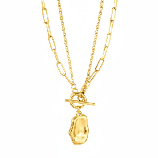 Long Pendant & Matching Double Chain Necklace