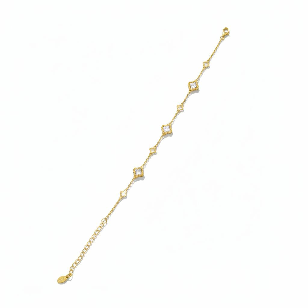 Mini Delicate Mother of Pearl Clover Bracelet