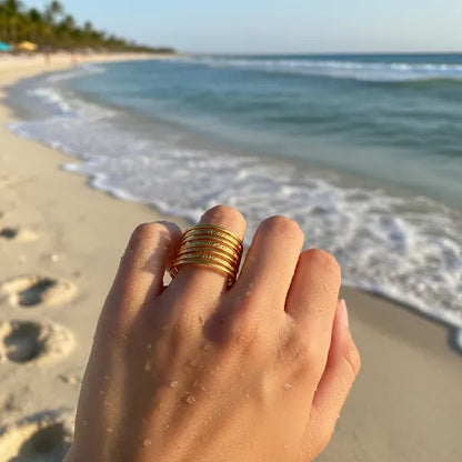 Multi Layer Band Gold Ring