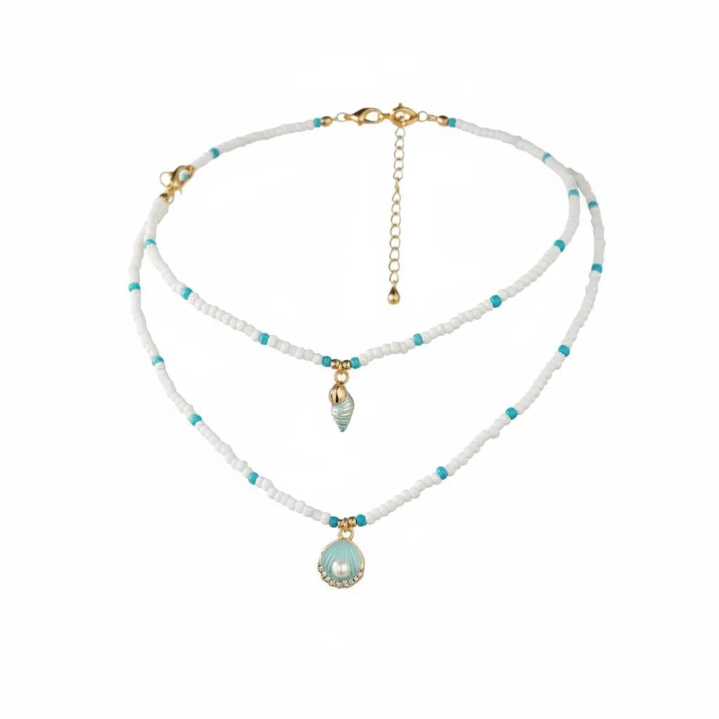 Boho Double Shell & Seashell Necklace