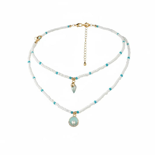 Boho Double Shell & Seashell Necklace