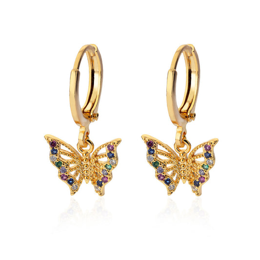 Coloured Butterfly Hoop Earrings