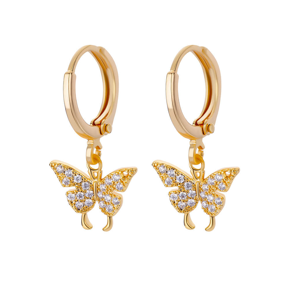 Diamante Butterfly Hoop Earrings