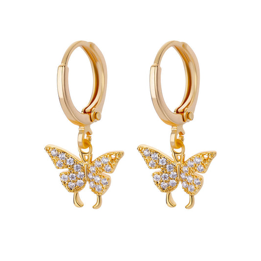 Diamante Butterfly Hoop Earrings