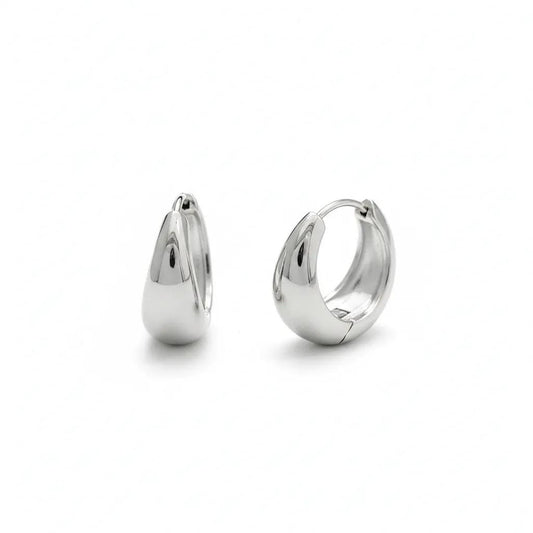 Silver 12mm C Shape Hoop Earrings