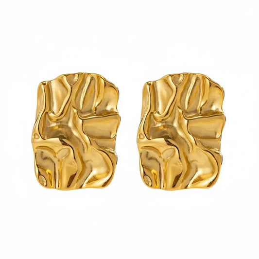 Pressed Gold Rectangular Earrings
