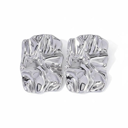 Pressed Silver Rectangular Earrings