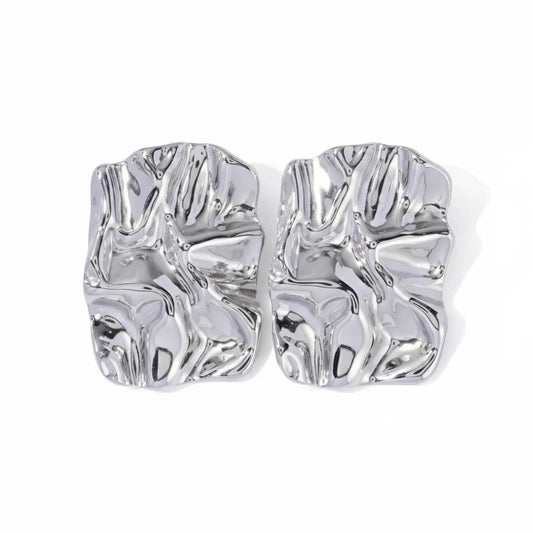 Pressed Gold Rectangular Earrings