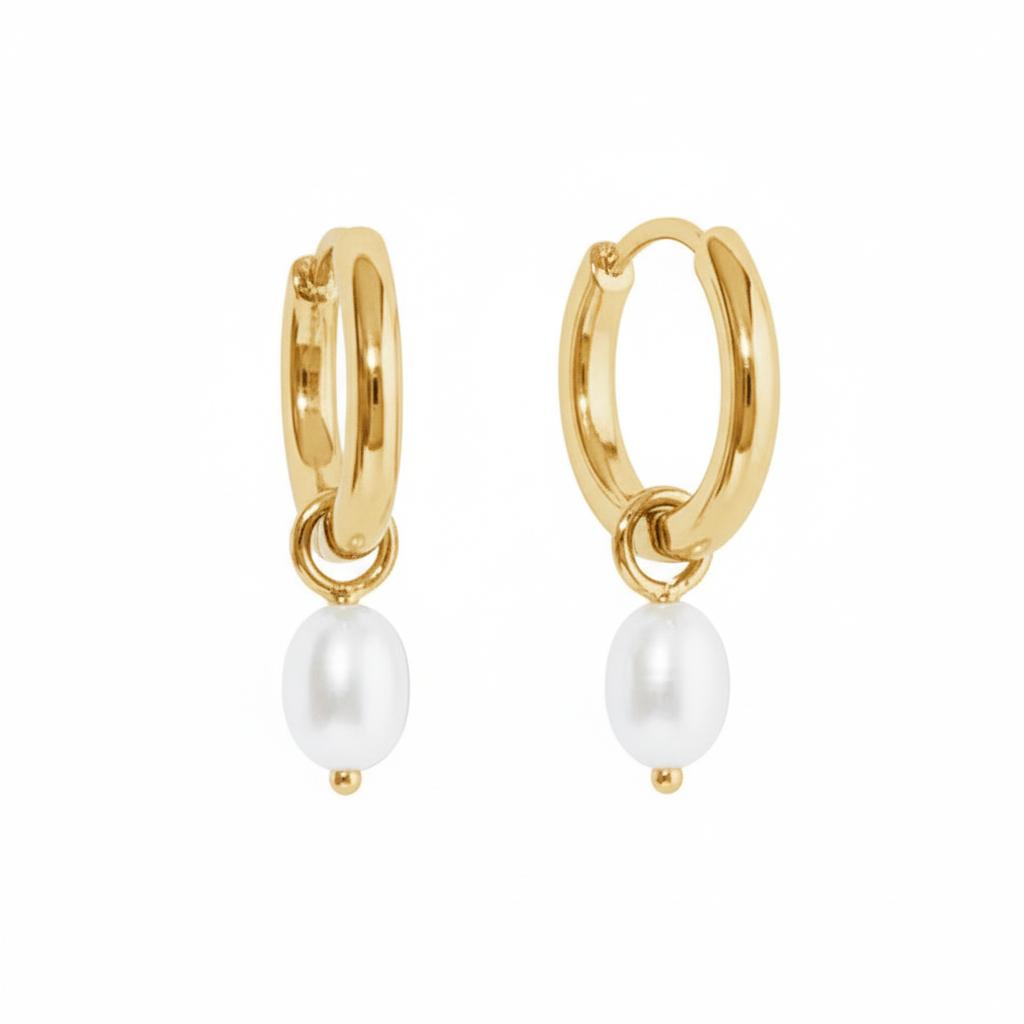 Pearl Huggie Hoop Earrings