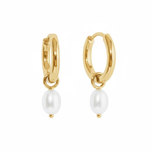Pearl Huggie Hoop Earrings