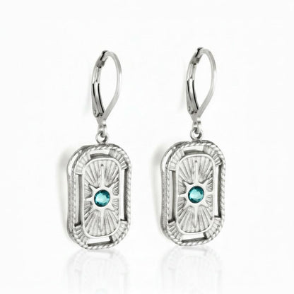 Blue Stone Hoop Earrings