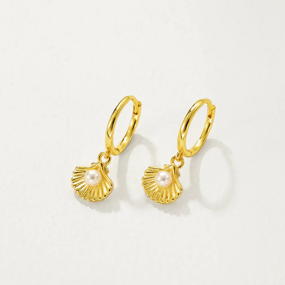 Shell Pearl Dangle Earrings