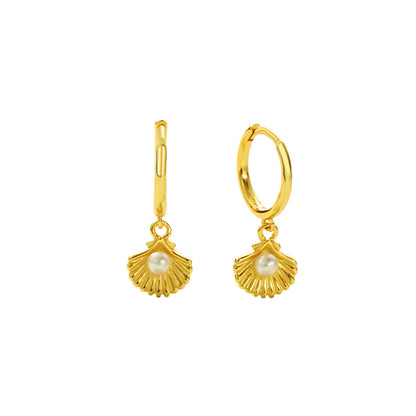 Shell Pearl Dangle Earrings