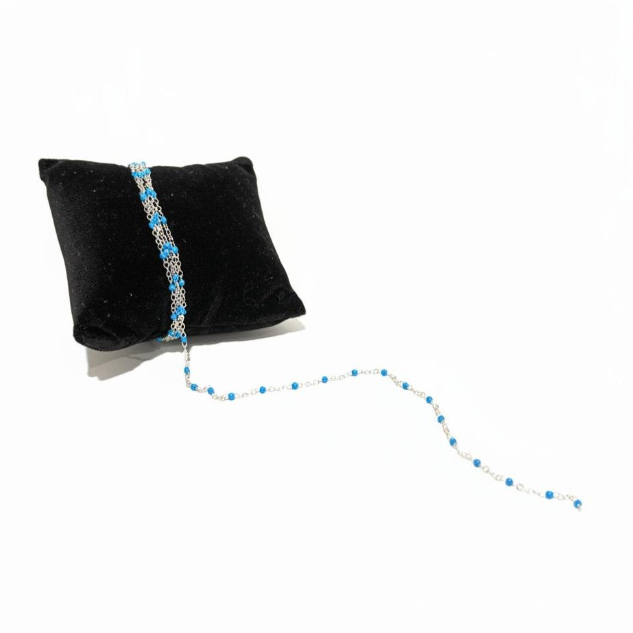 Silver & Light Blue Flat Cable Enamel 1.7mm Chain