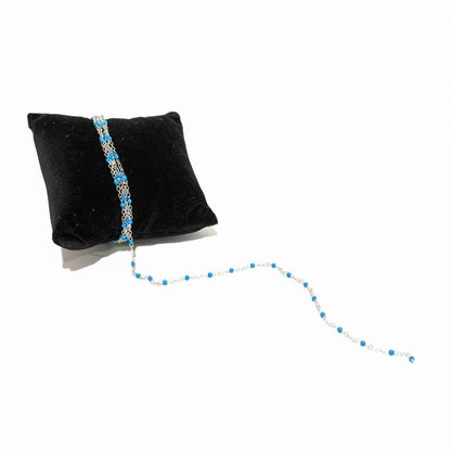 Silver & Light Blue Flat Cable Enamel 1.7mm Chain