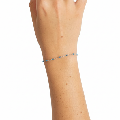 Silver & Light Blue Flat Cable Enamel 1.7mm Chain