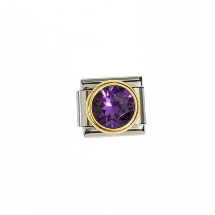 Silver Gold Rim Purple Stone