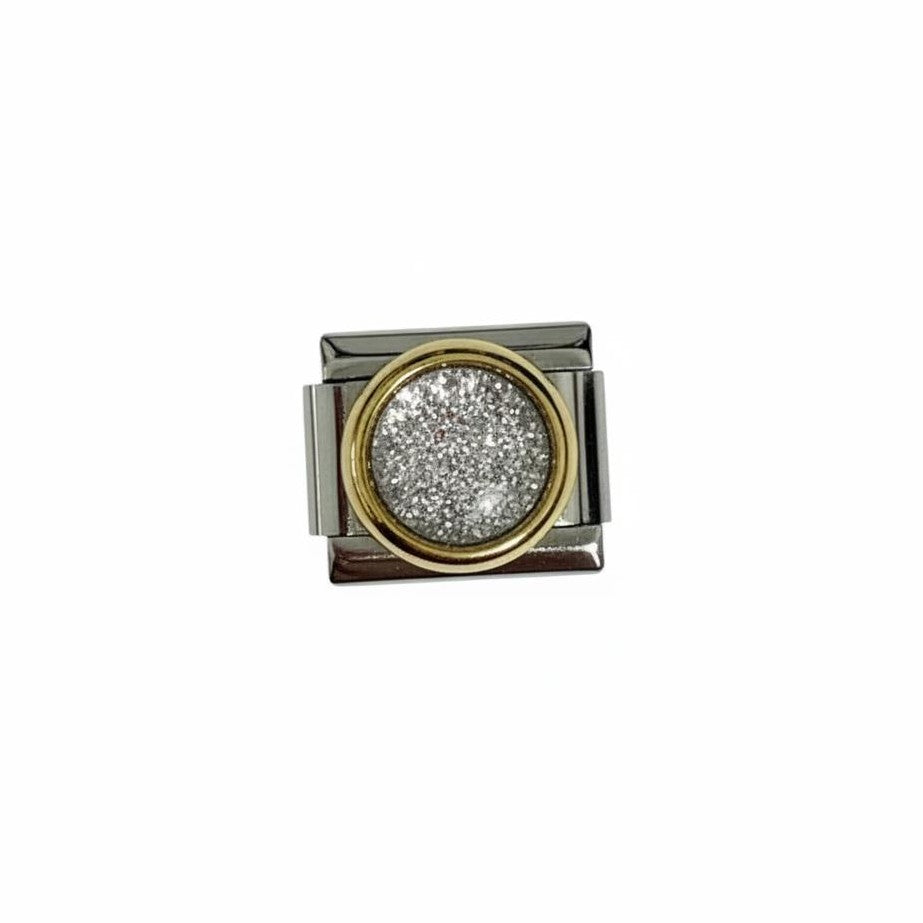 Silver Gold Rim Silver Stone