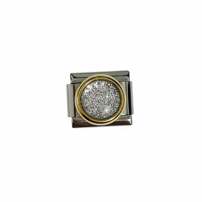 Silver Gold Rim Silver Stone