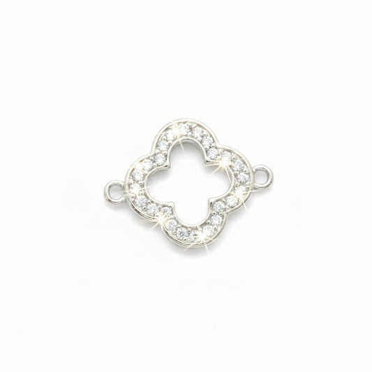 Silver Hollow Clover Charm