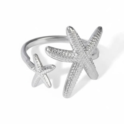 Silver Starfish Cuff Ring