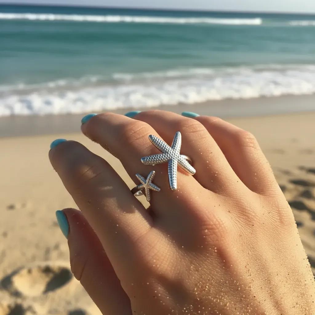 Silver Starfish Cuff Ring