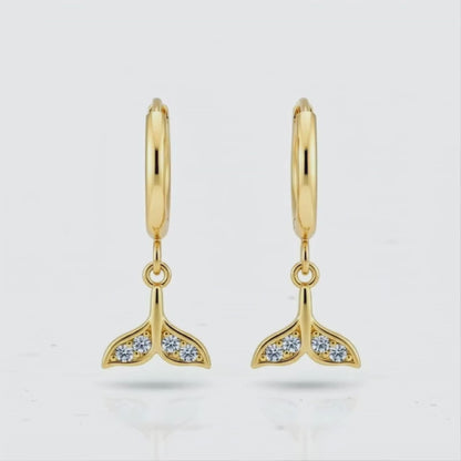 Fishtail Drop Hoop Earrings